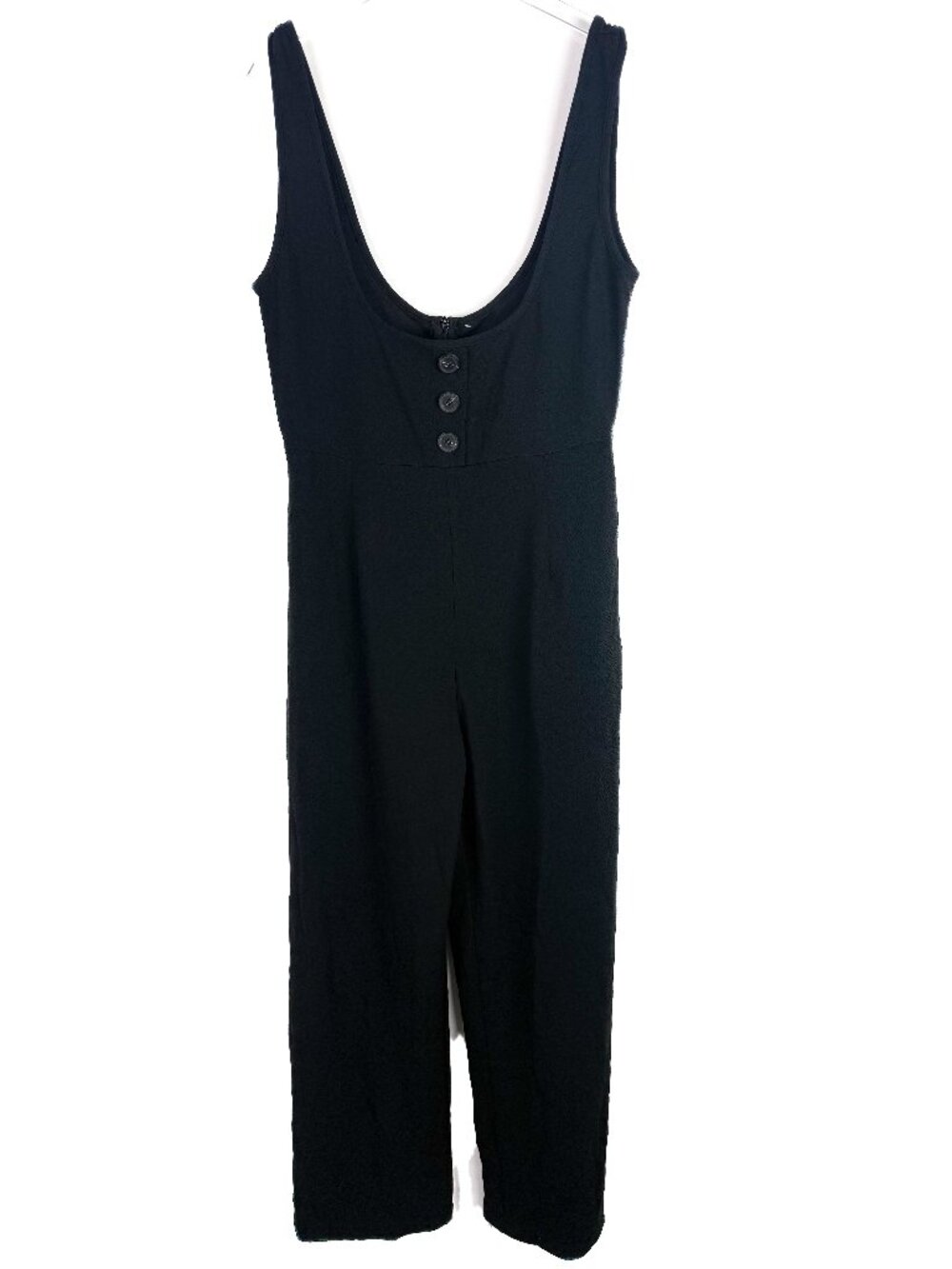 NWT Cupshe Wide Leg Sleeveless Button Jumpsuit Black Size Large L NEW - Picture 2 of 10